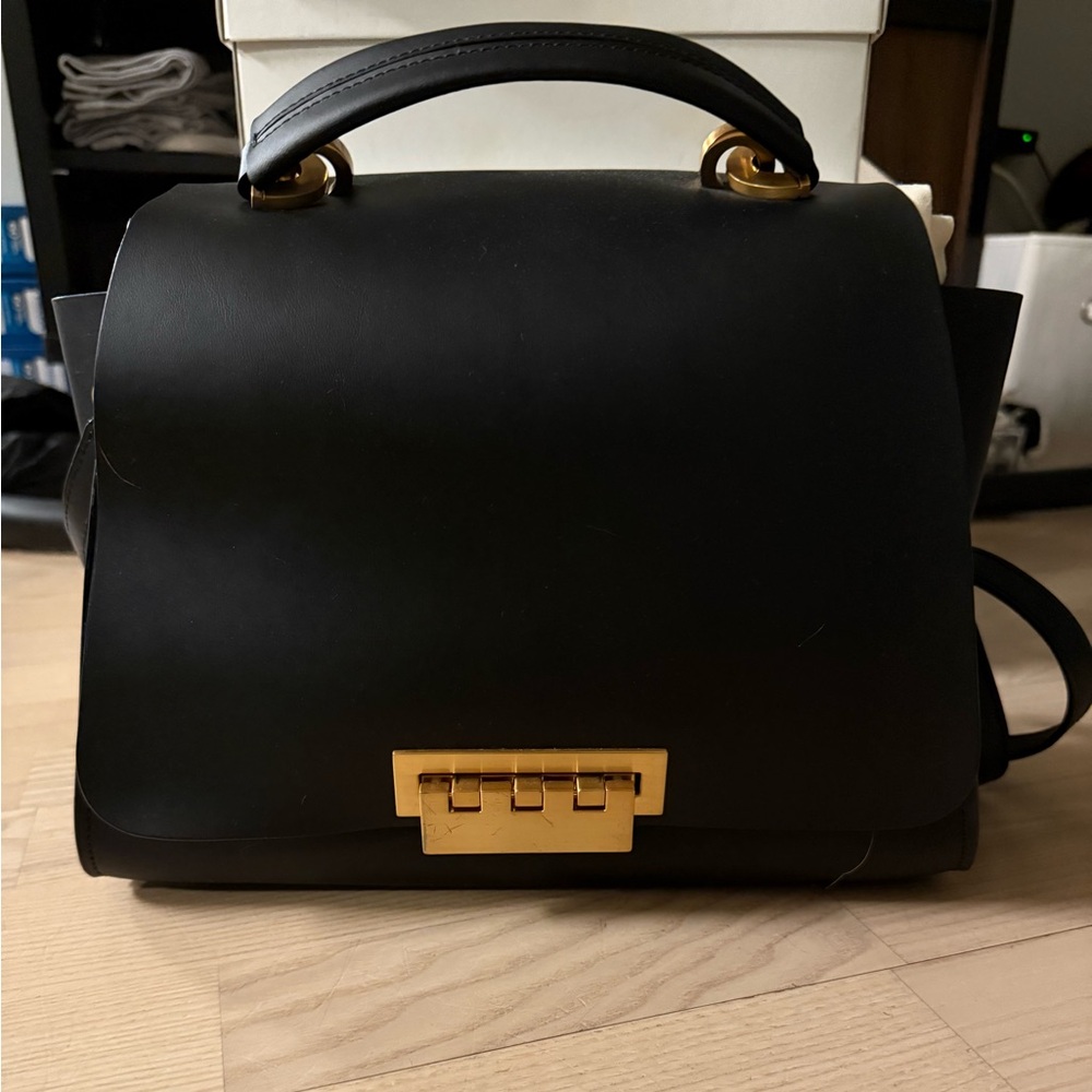Zac Posen Black Satchel with Gold Accents